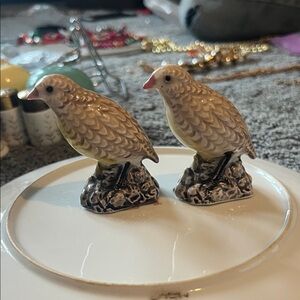 Ceramic Bird Figurines - Cream and Brown
